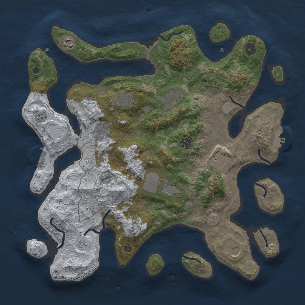 Rust Map: Procedural Map, Size: 4000, Seed: 954821, 18 Monuments