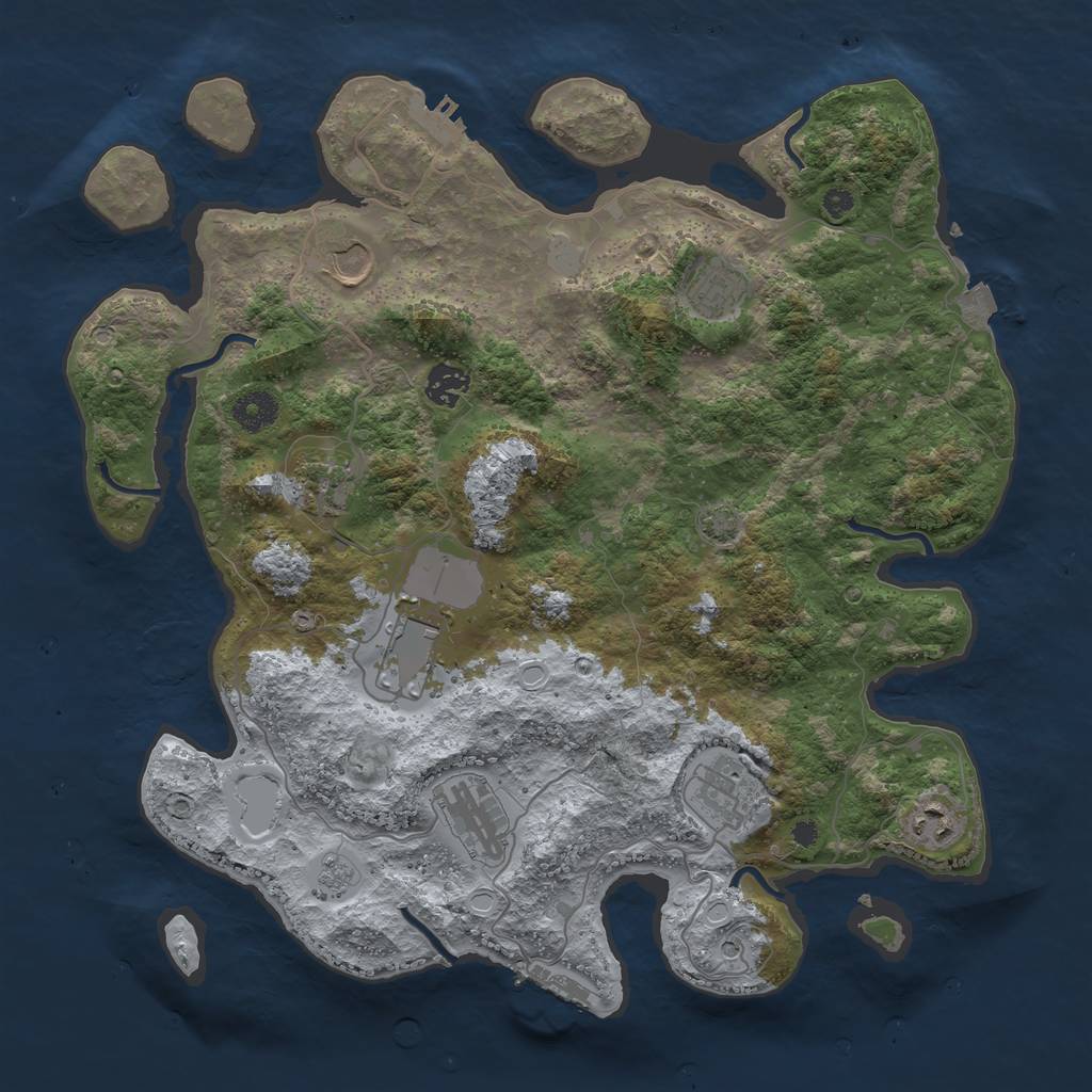 Rust Map: Procedural Map, Size: 3800, Seed: 6738, 16 Monuments