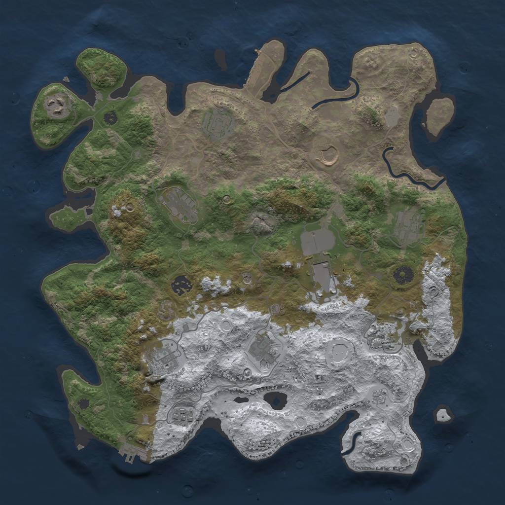 Rust Map: Procedural Map, Size: 3900, Seed: 233413415, 20 Monuments