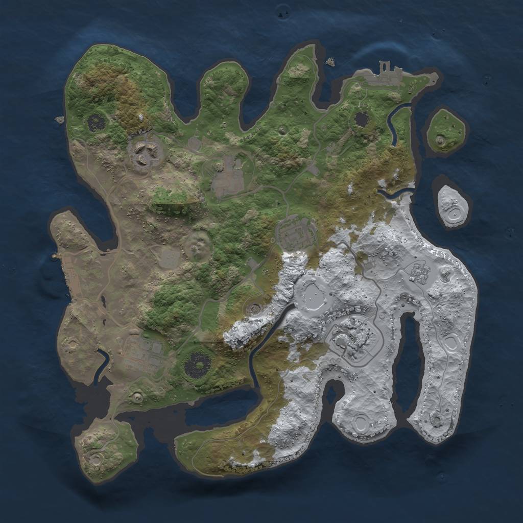 Rust Map: Procedural Map, Size: 3000, Seed: 10, 14 Monuments