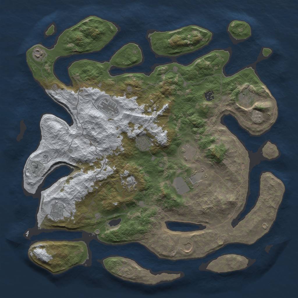 Rust Map: Barren, Size: 4500, Seed: 413460616, 14 Monuments