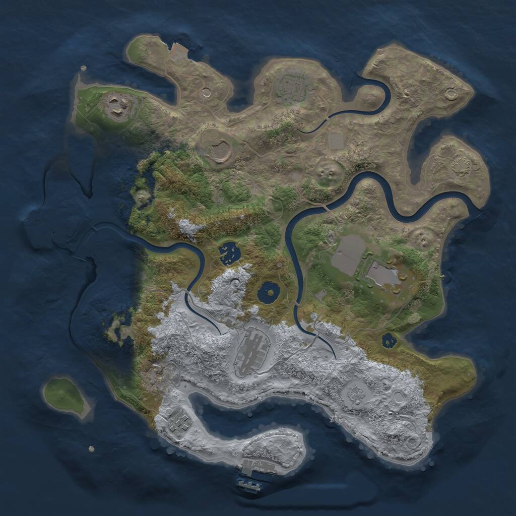 Rust Map: Procedural Map, Size: 3500, Seed: 70382153, 13 Monuments