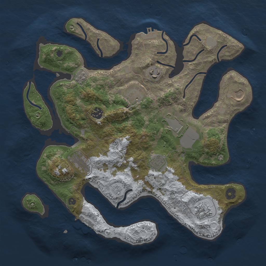 Rust Map: Procedural Map, Size: 3500, Seed: 70382153, 18 Monuments