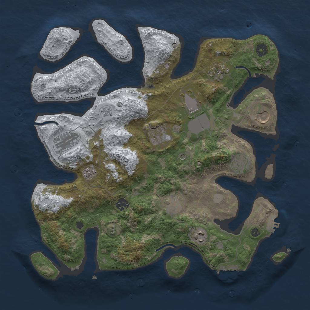 Rust Map: Procedural Map, Size: 3700, Seed: 1324331053, 19 Monuments