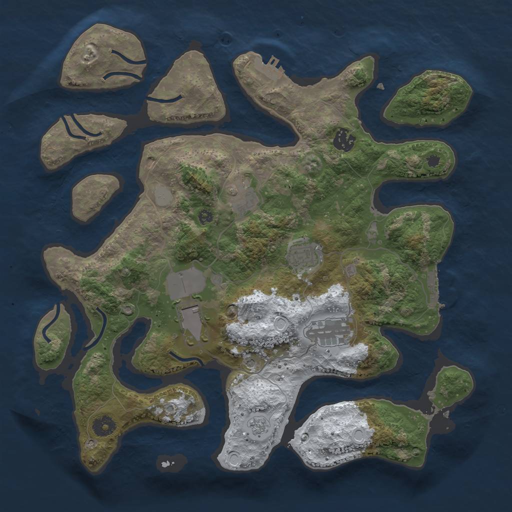 Rust Map: Procedural Map, Size: 3500, Seed: 220755, 14 Monuments