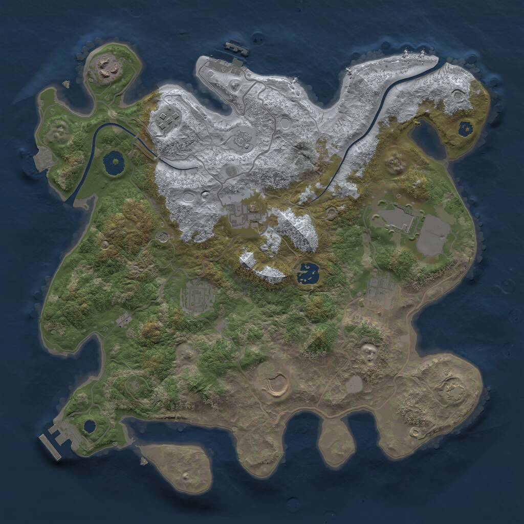 Rust Map: Procedural Map, Size: 3500, Seed: 444328226, 14 Monuments