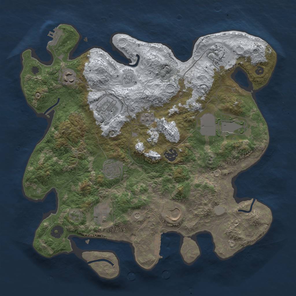 Rust Map: Procedural Map, Size: 3500, Seed: 444328226, 18 Monuments