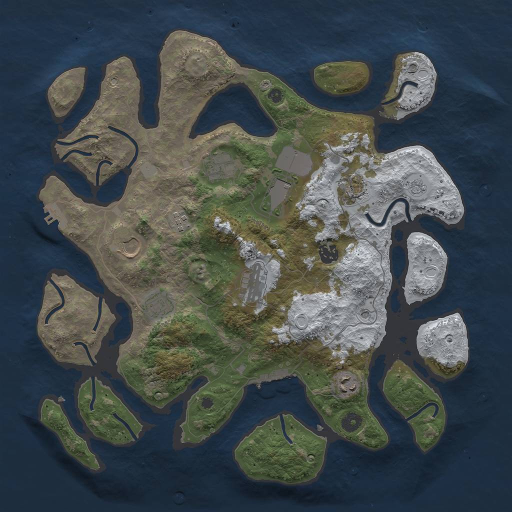 Rust Map: Procedural Map, Size: 3850, Seed: 1402817000, 18 Monuments