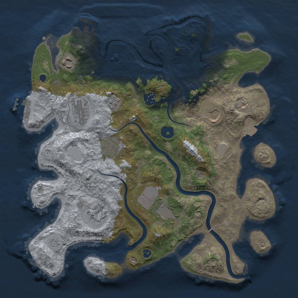 Rust Map: Procedural Map, Size: 3500, Seed: 789789, 14 Monuments