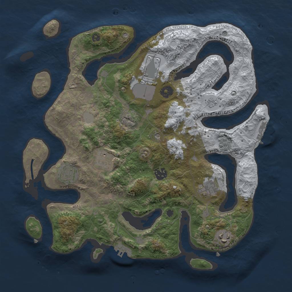 Rust Map: Procedural Map, Size: 3500, Seed: 1140925832, 16 Monuments