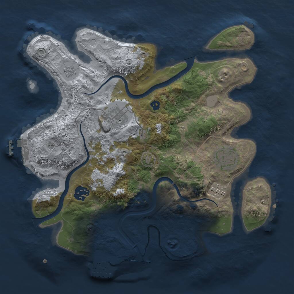 Rust Map: Procedural Map, Size: 3000, Seed: 838848451, 10 Monuments