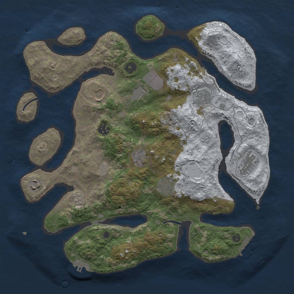 Rust Map: Procedural Map, Size: 3800, Seed: 738245350, 18 Monuments