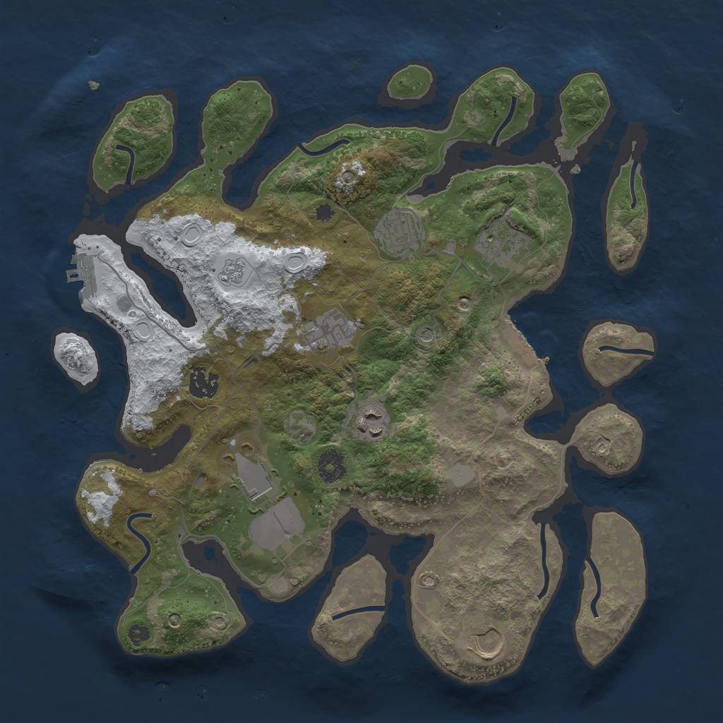 Rust Map: Procedural Map, Size: 3510, Seed: 3347448, 16 Monuments