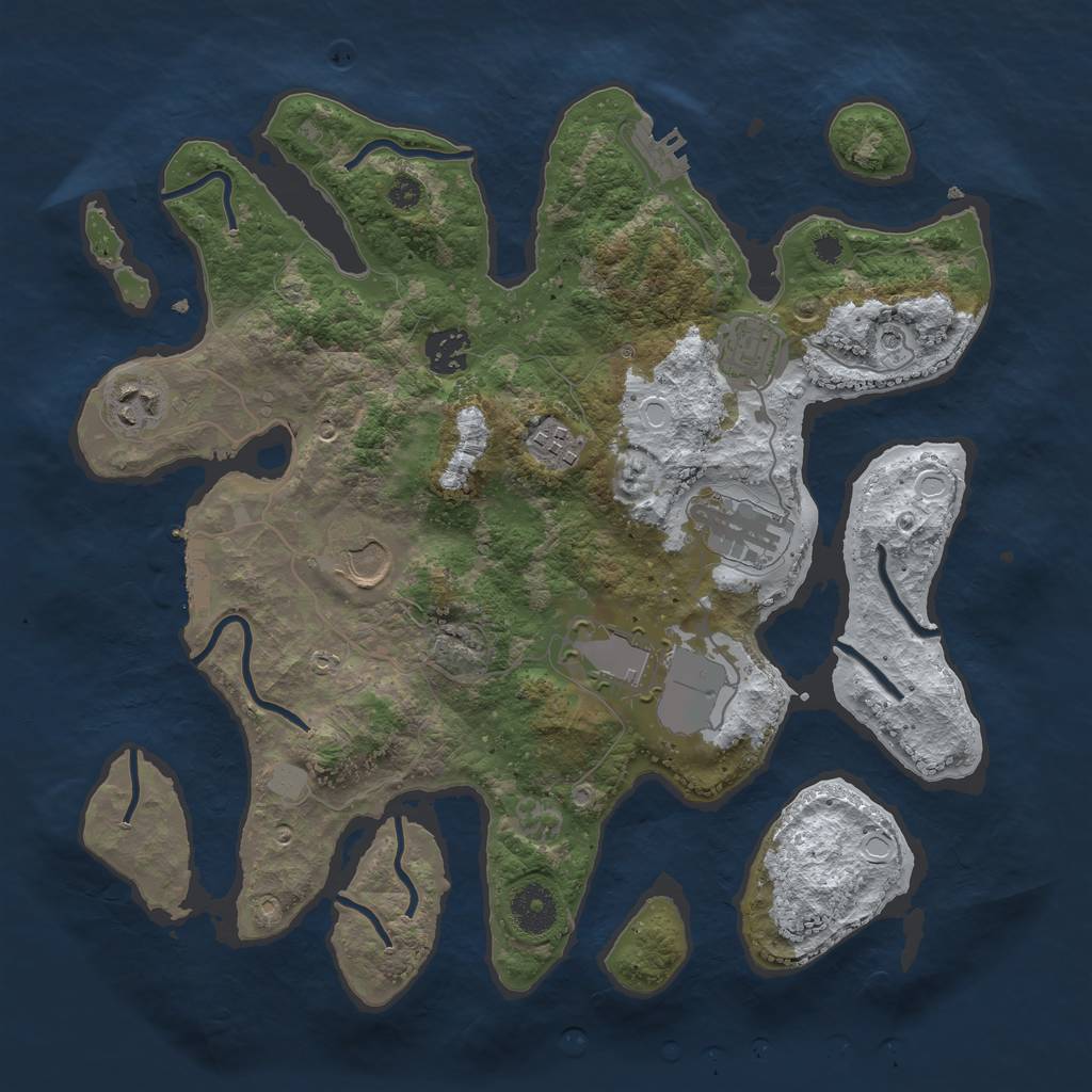 Rust Map: Procedural Map, Size: 3500, Seed: 1070122143, 15 Monuments