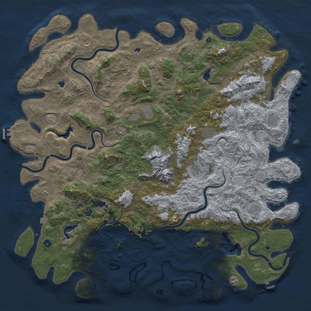 Rust Map: Procedural Map, Size: 6000, Seed: 572041591, 17 Monuments