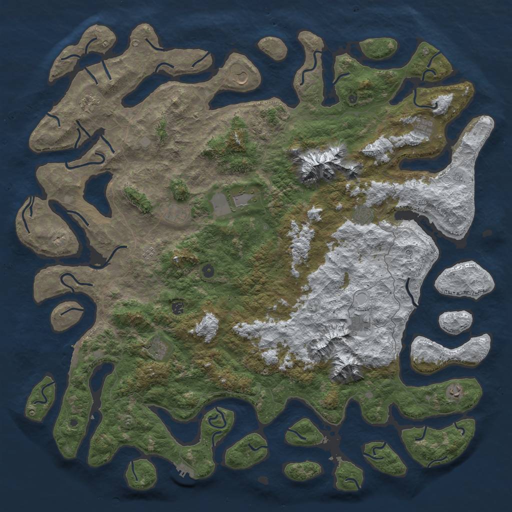 Rust Map: Procedural Map, Size: 6000, Seed: 572041591, 20 Monuments