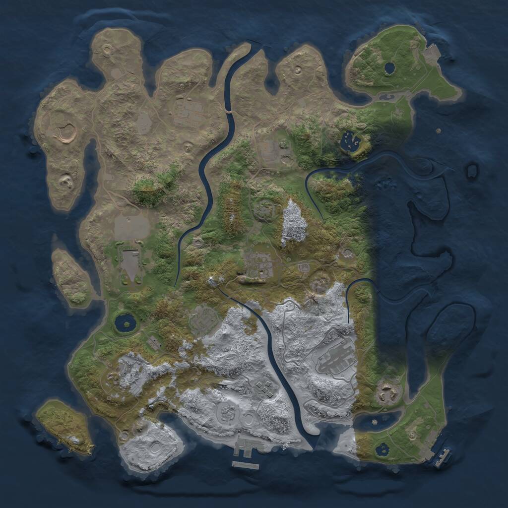 Rust Map: Procedural Map, Size: 3800, Seed: 264807672, 17 Monuments