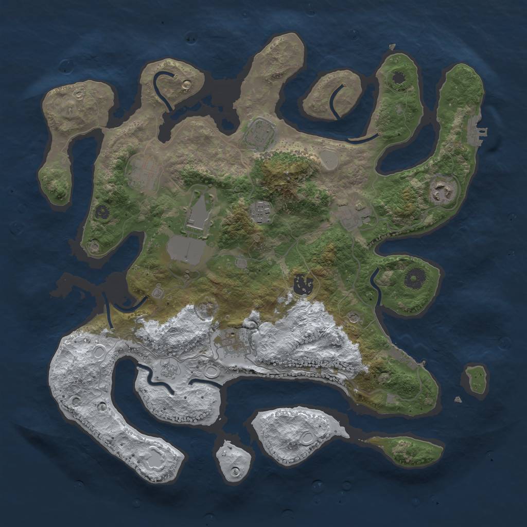 Rust Map: Procedural Map, Size: 3750, Seed: 3222, 17 Monuments