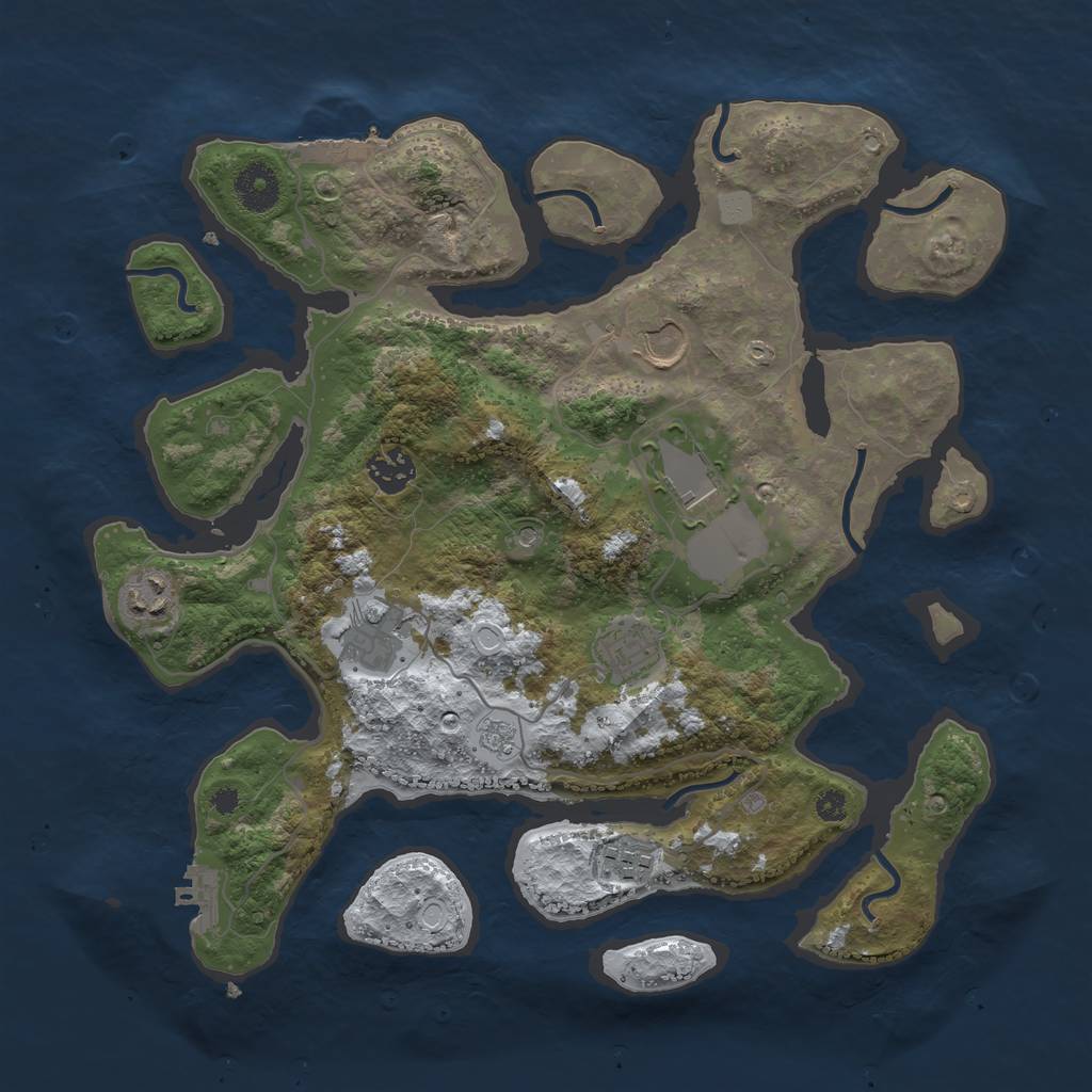 Rust Map: Procedural Map, Size: 3550, Seed: 28884, 16 Monuments