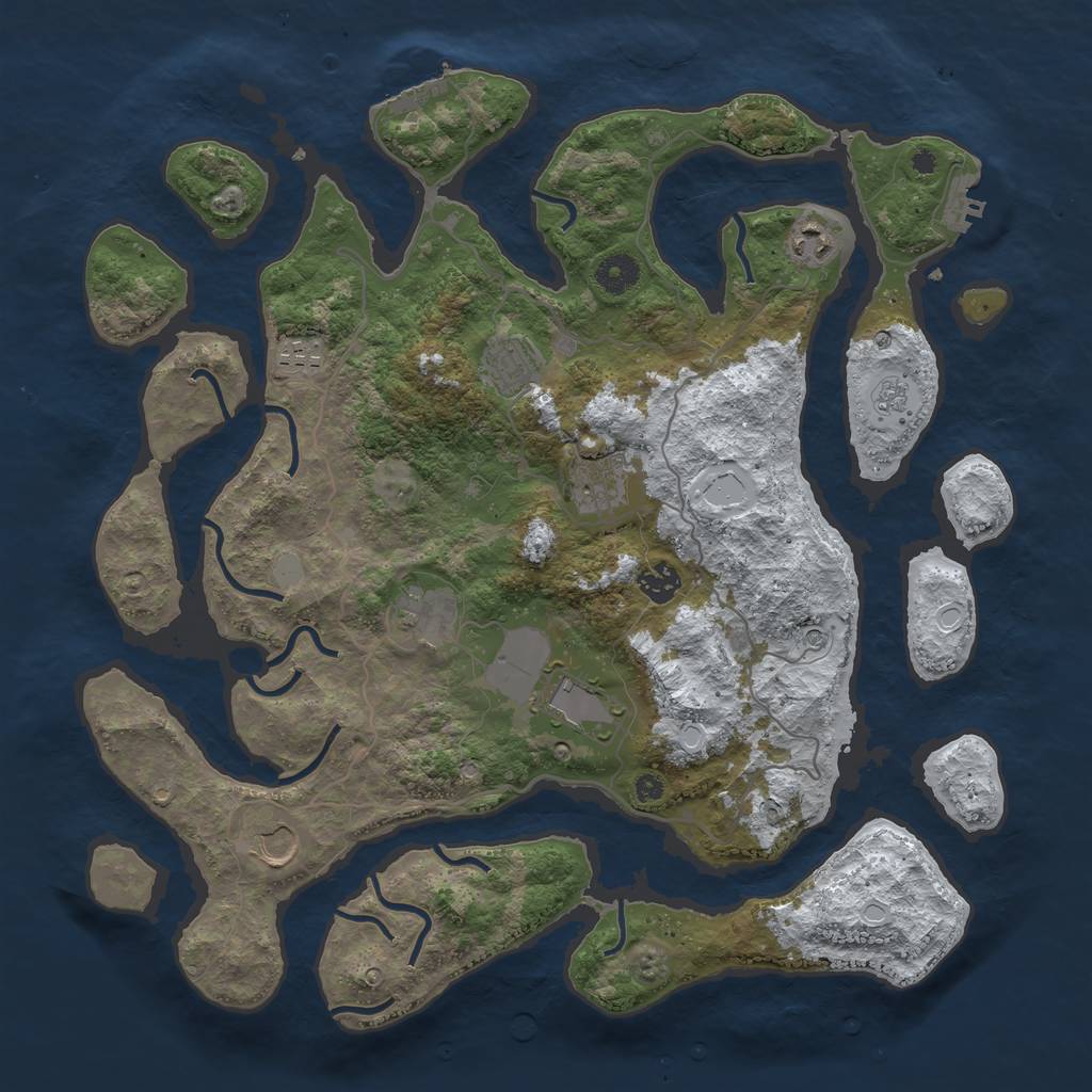 Rust Map: Procedural Map, Size: 4000, Seed: 4324729, 17 Monuments