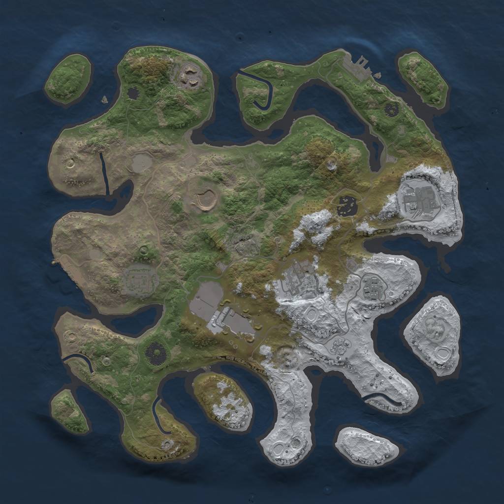 Rust Map: Procedural Map, Size: 3500, Seed: 60640657, 16 Monuments