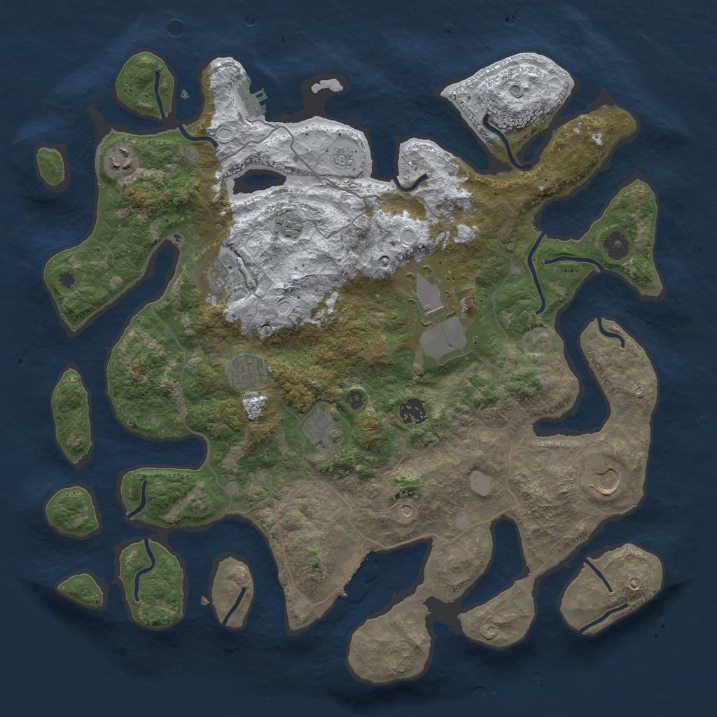 Rust Map: Procedural Map, Size: 4100, Seed: 1075303, 17 Monuments