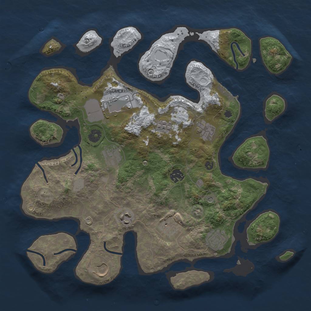 Rust Map: Procedural Map, Size: 3550, Seed: 398847, 16 Monuments