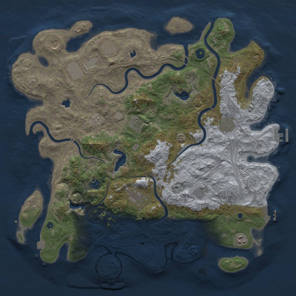 Rust Map: Procedural Map, Size: 4500, Seed: 572041591, 16 Monuments