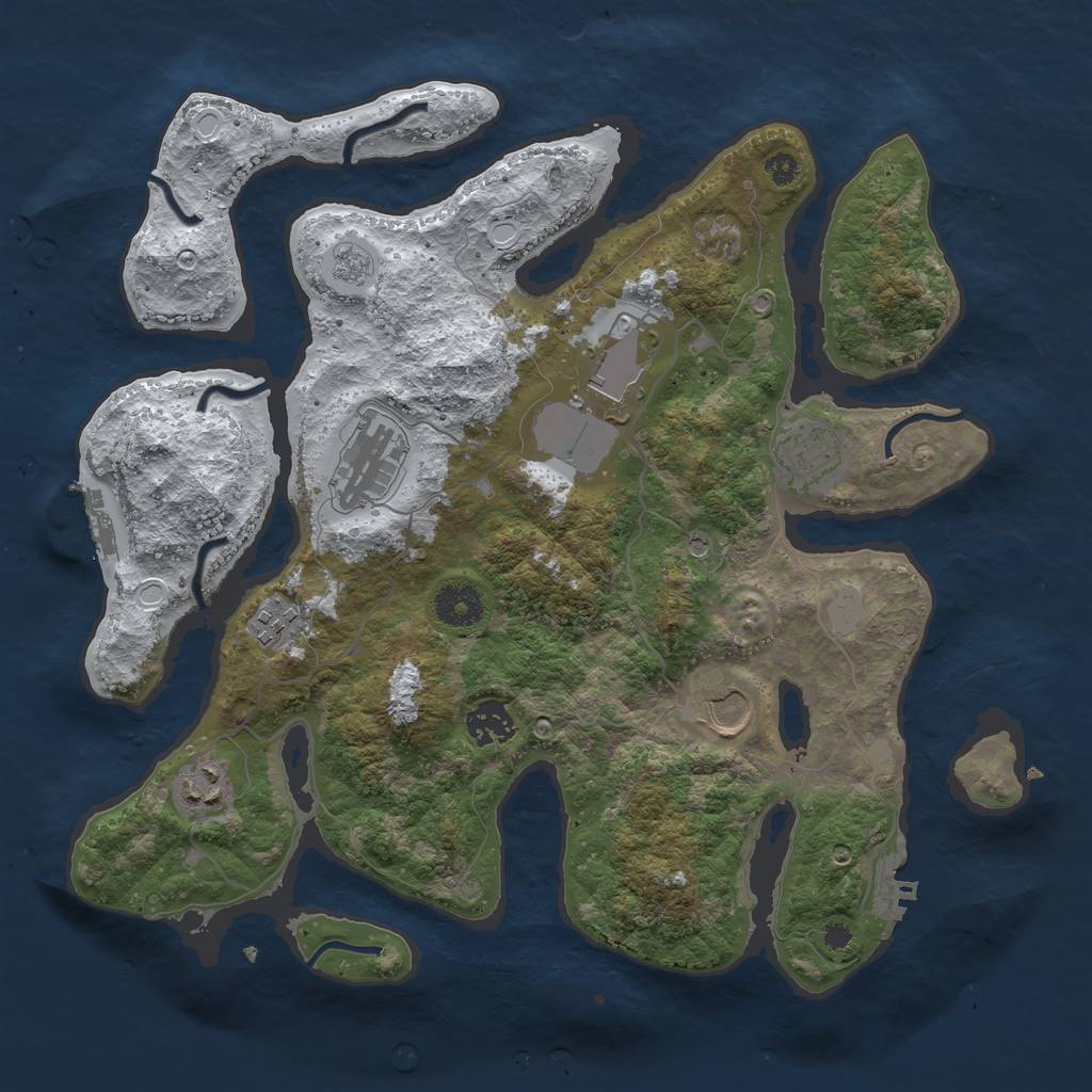 Rust Map: Procedural Map, Size: 3550, Seed: 216909, 16 Monuments