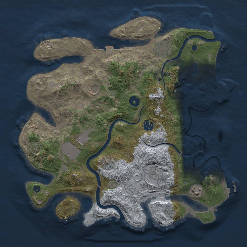 Rust Map: Procedural Map, Size: 3550, Seed: 138655, 13 Monuments