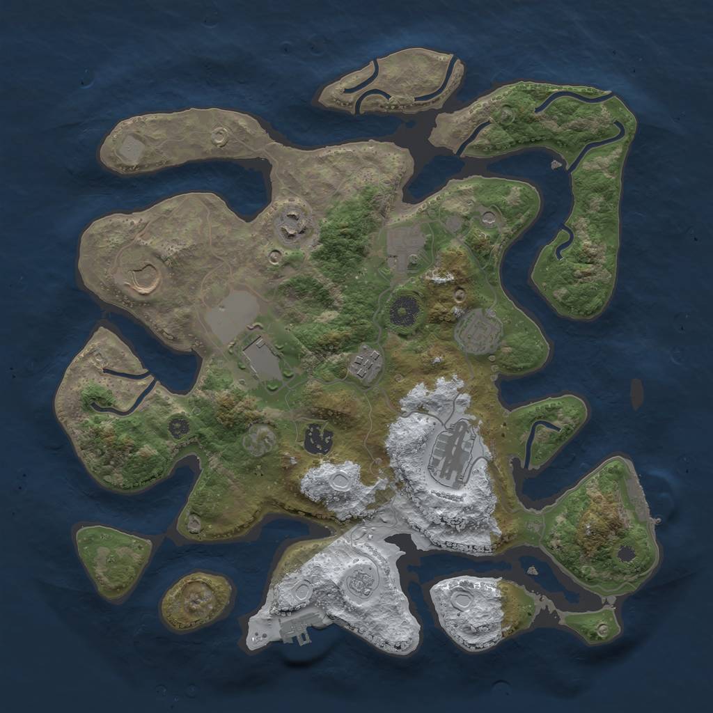 Rust Map: Procedural Map, Size: 3550, Seed: 138655, 17 Monuments