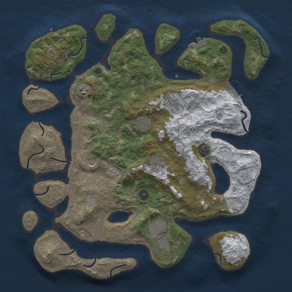 Rust Map: Procedural Map, Size: 4250, Seed: 66869222, 17 Monuments