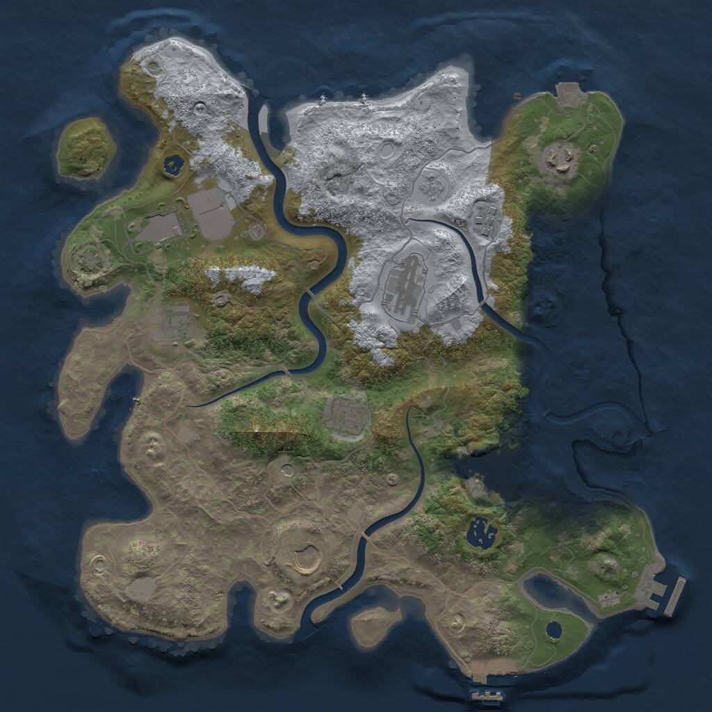 Rust Map: Procedural Map, Size: 3550, Seed: 876719, 15 Monuments