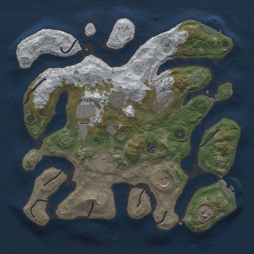 Rust Map: Procedural Map, Size: 3550, Seed: 701361, 16 Monuments