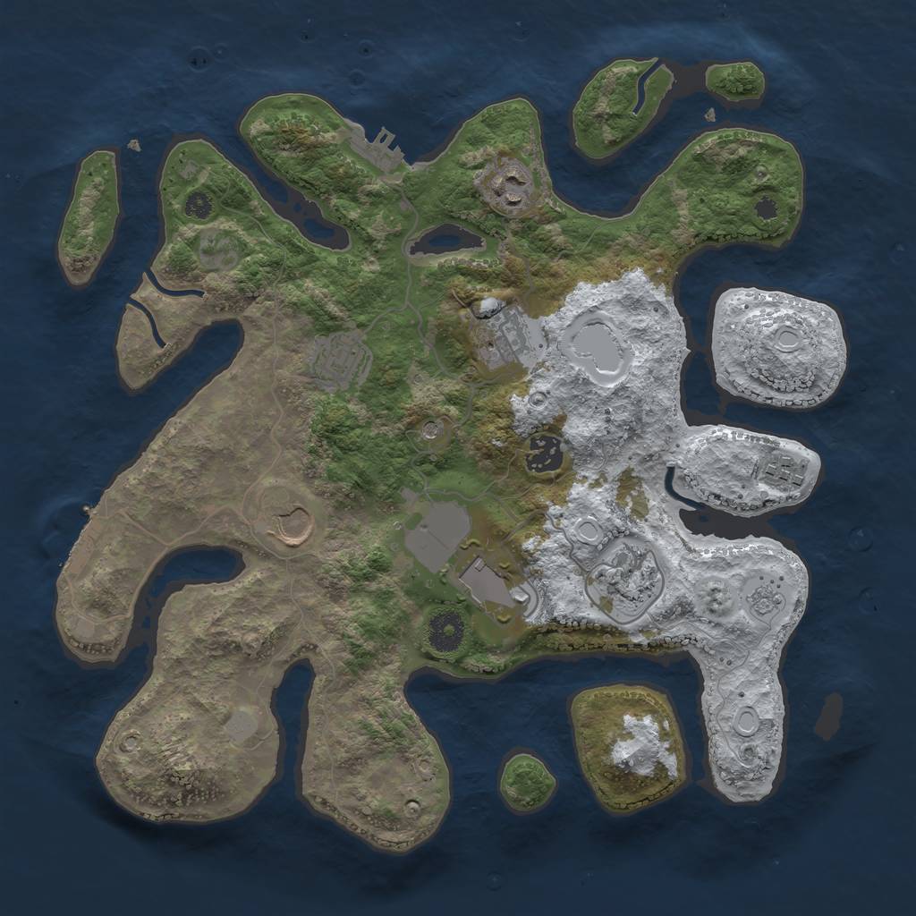 Rust Map: Procedural Map, Size: 3550, Seed: 45847, 17 Monuments