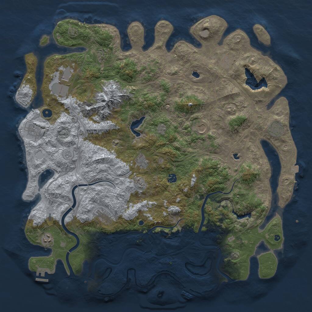 Rust Map: Procedural Map, Size: 5000, Seed: 4022022, 17 Monuments