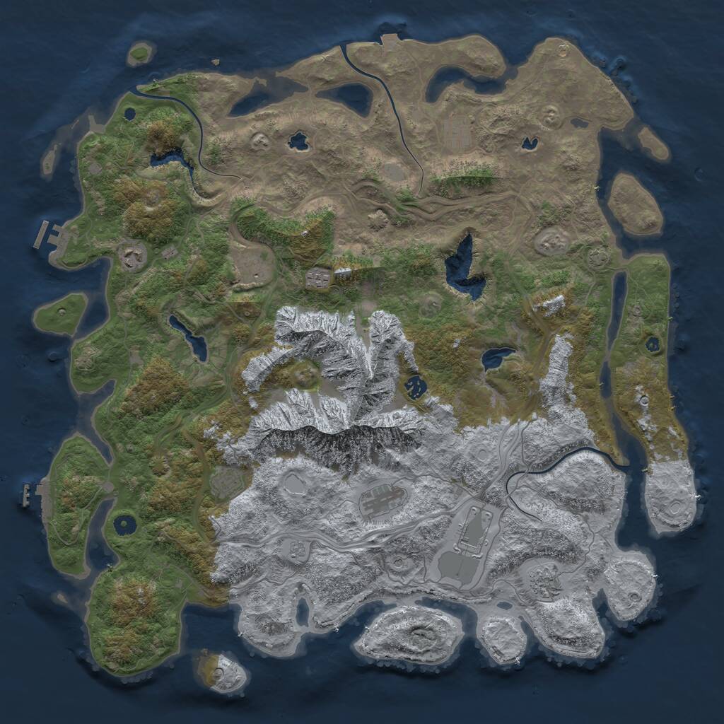 Rust Map: Procedural Map, Size: 5000, Seed: 712810721, 15 Monuments