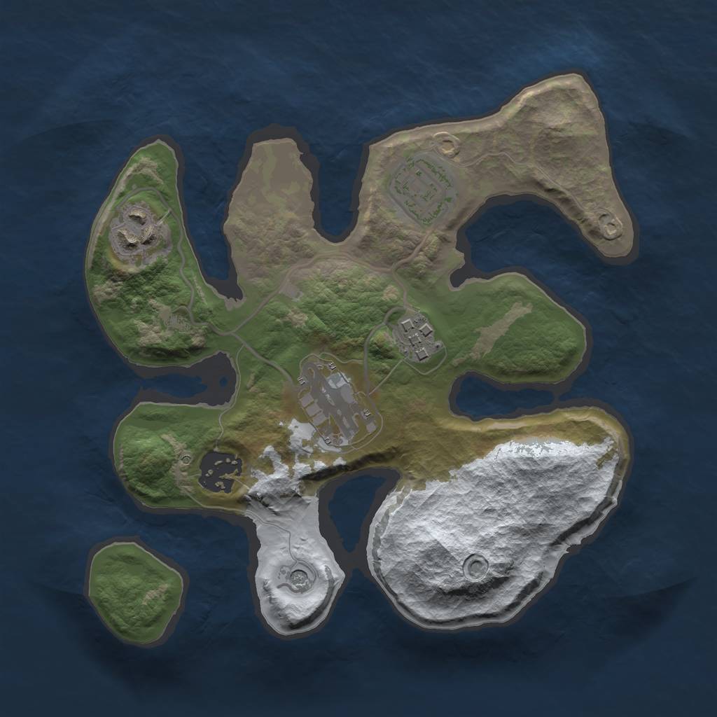 Rust Map: Barren, Size: 2500, Seed: 539370916, 8 Monuments