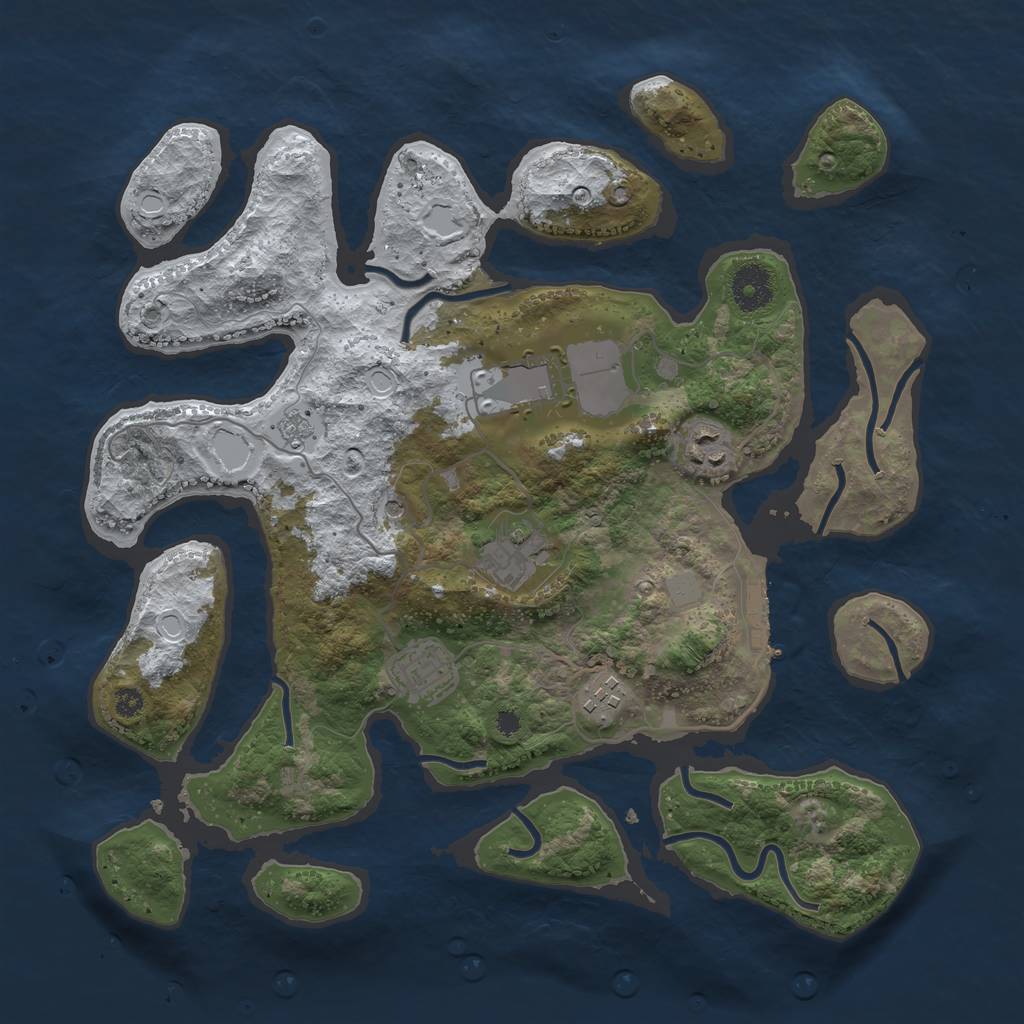 Rust Map: Procedural Map, Size: 3550, Seed: 114470, 13 Monuments