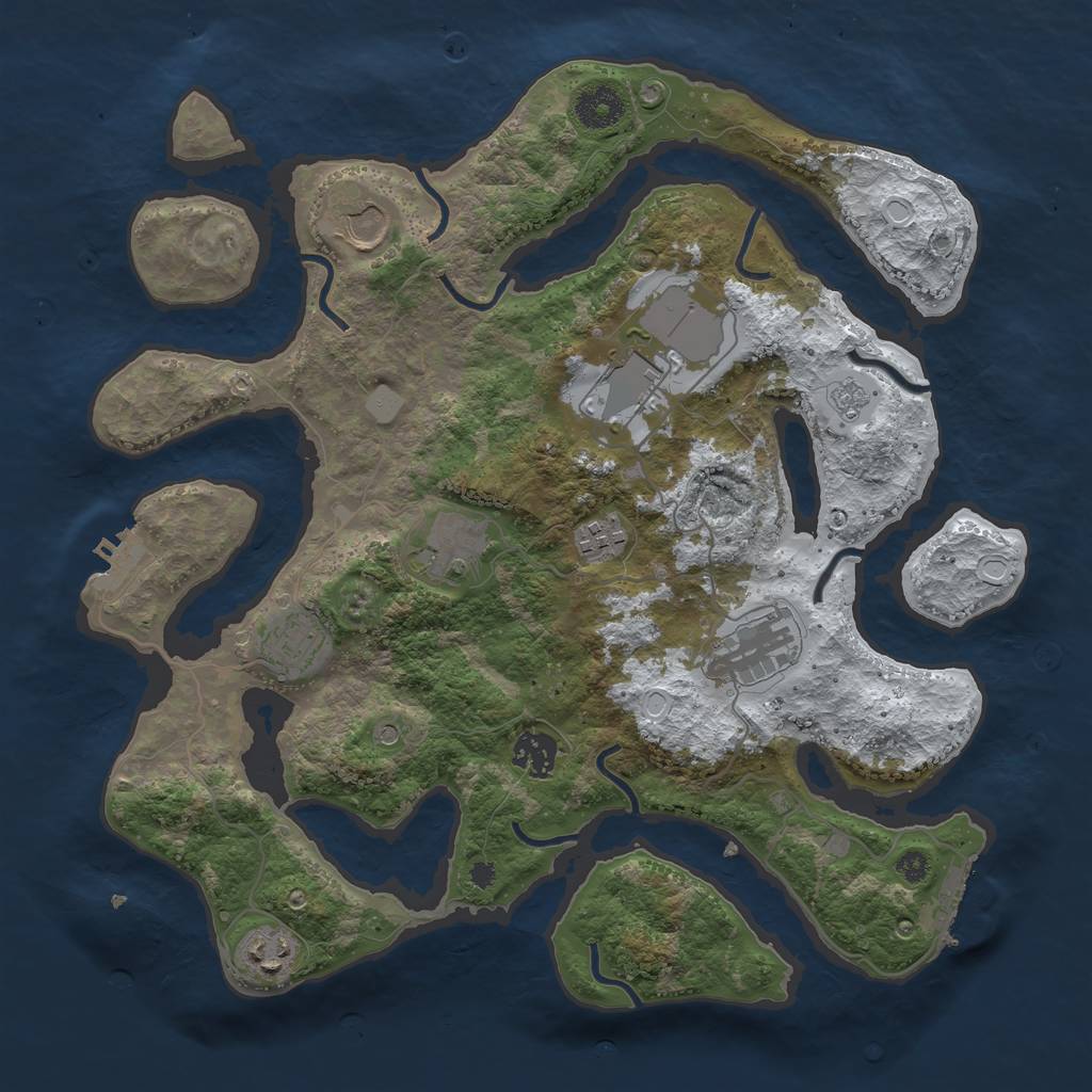 Rust Map: Procedural Map, Size: 3600, Seed: 29, 17 Monuments