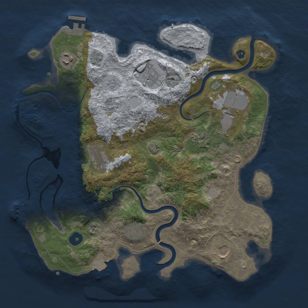 Rust Map: Procedural Map, Size: 3550, Seed: 313927, 14 Monuments