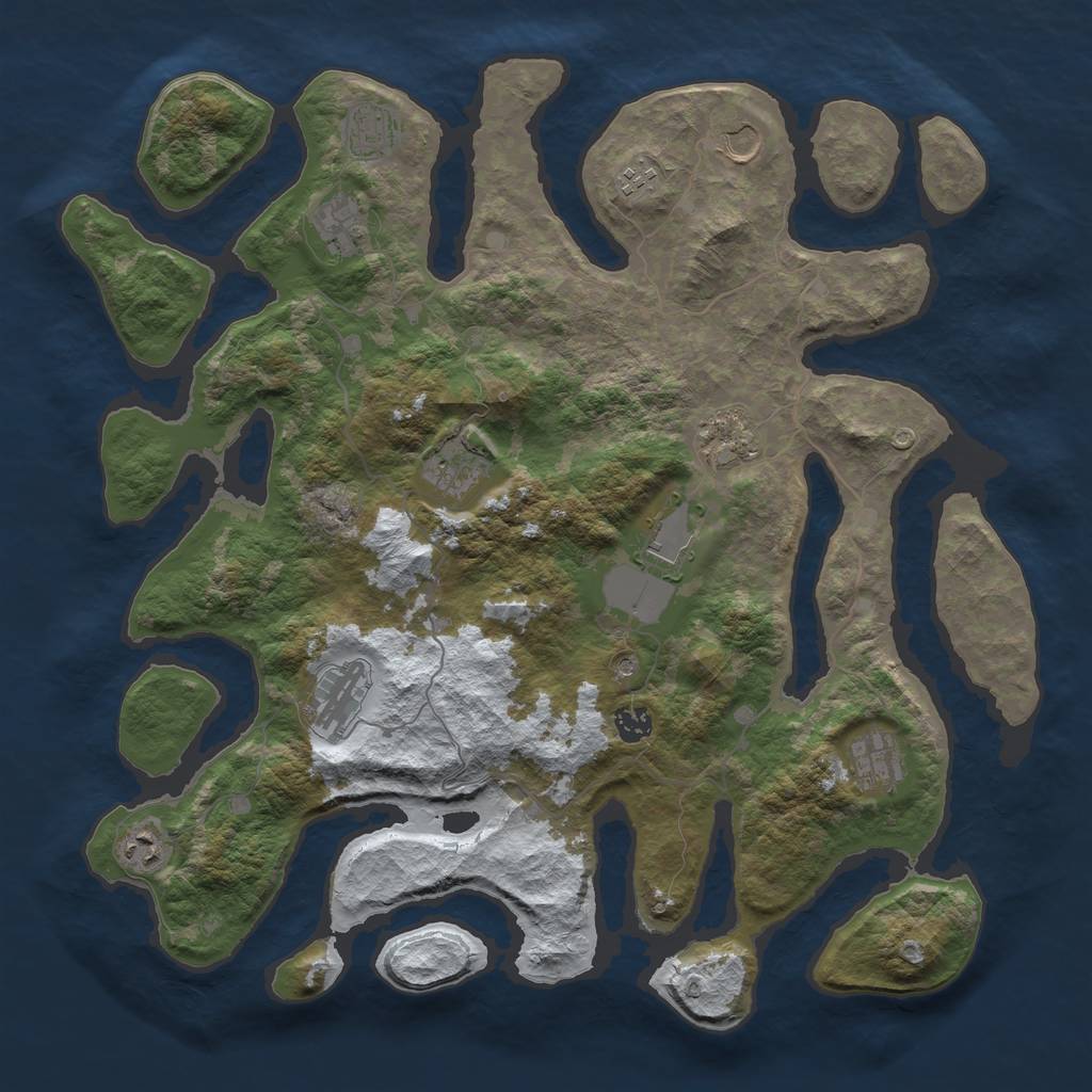 Rust Map: Barren, Size: 4300, Seed: 758838472, 14 Monuments