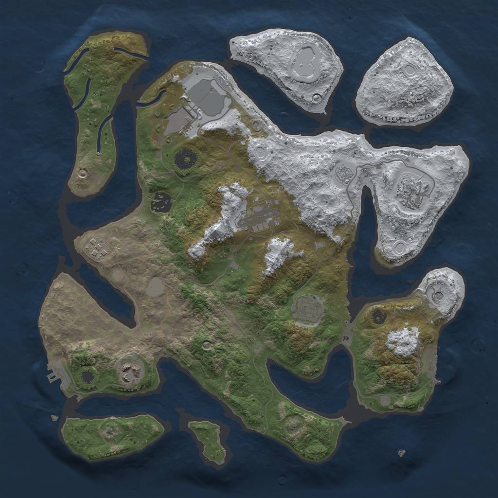 Rust Map: Procedural Map, Size: 3550, Seed: 768675, 16 Monuments