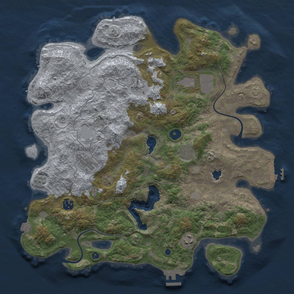 Rust Map: Procedural Map, Size: 4000, Seed: 1547444277, 13 Monuments