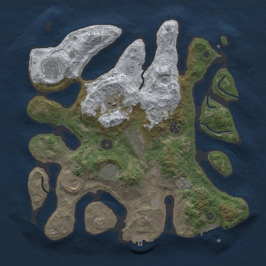 Rust Map: Procedural Map, Size: 3550, Seed: 858712, 16 Monuments