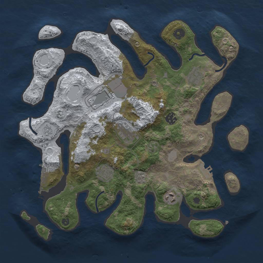 Rust Map: Procedural Map, Size: 3500, Seed: 216431, 16 Monuments