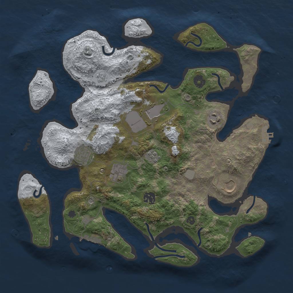 Rust Map: Procedural Map, Size: 3550, Seed: 295694, 16 Monuments