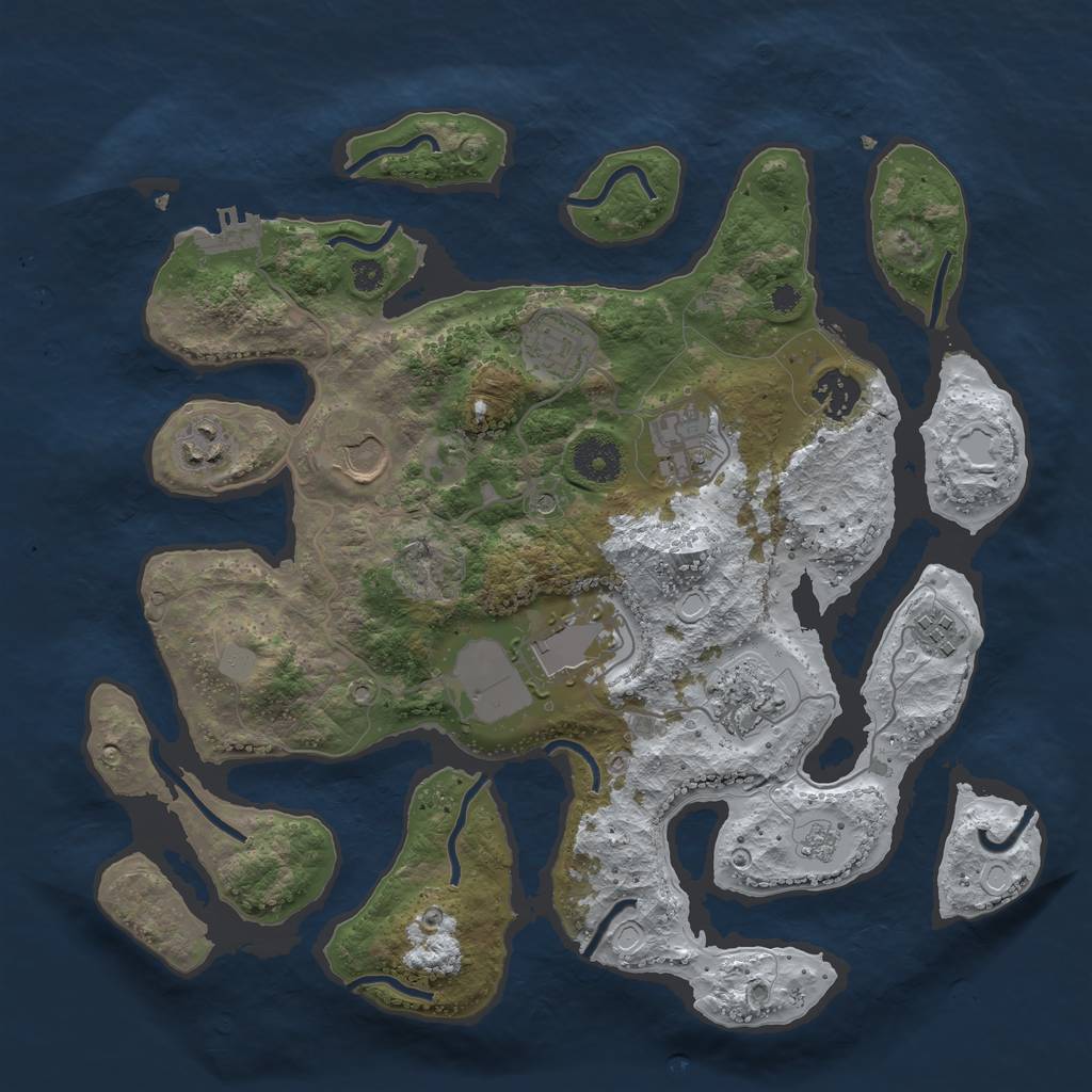 Rust Map: Procedural Map, Size: 3500, Seed: 10753041, 16 Monuments