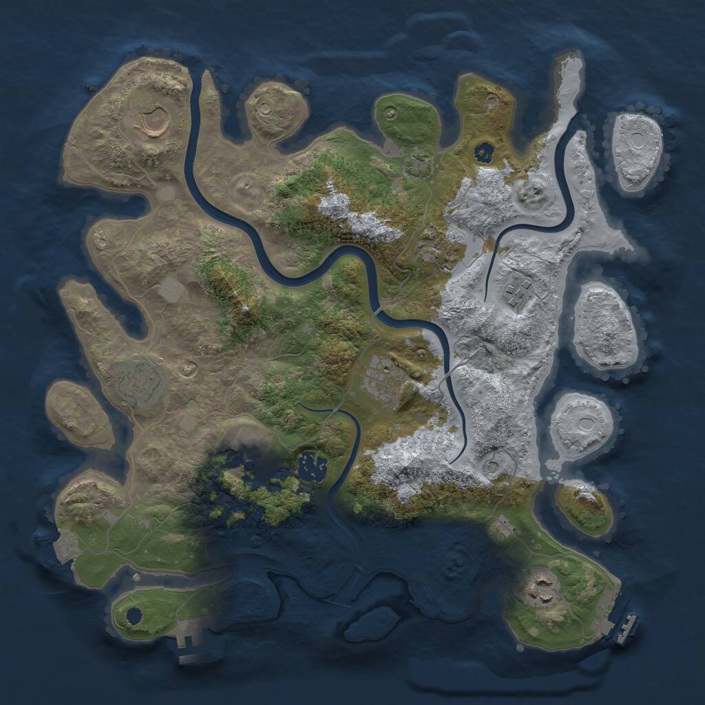 Rust Map: Procedural Map, Size: 3500, Seed: 1058937893, 13 Monuments