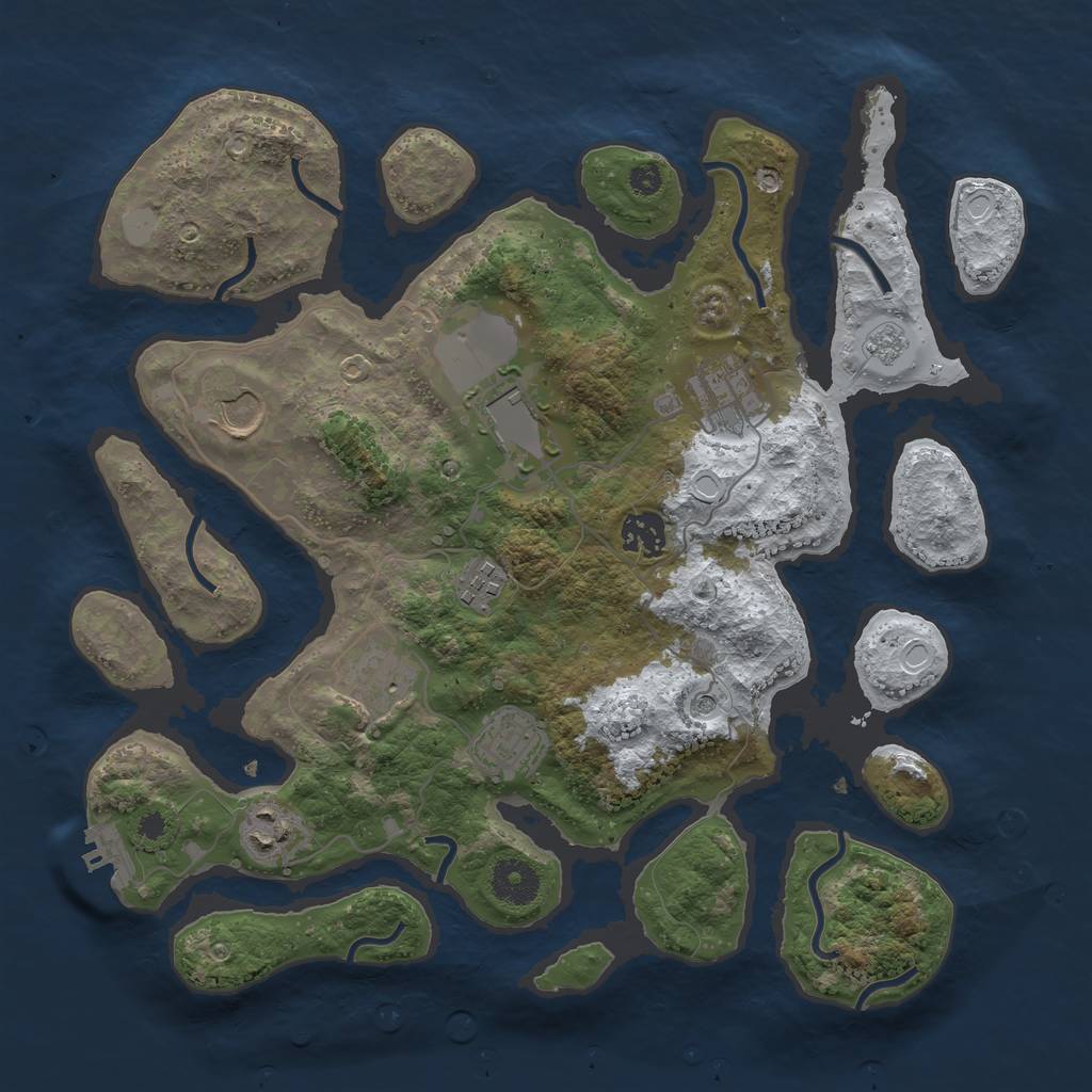 Rust Map: Procedural Map, Size: 3500, Seed: 1058937893, 16 Monuments